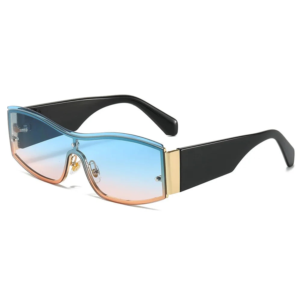 Vintage One Piece Lens Gradient Leopard Sunglasses Trending Punk Square Eyewear Men Women Classic Polygon Sunglasses UV400 Gafas
