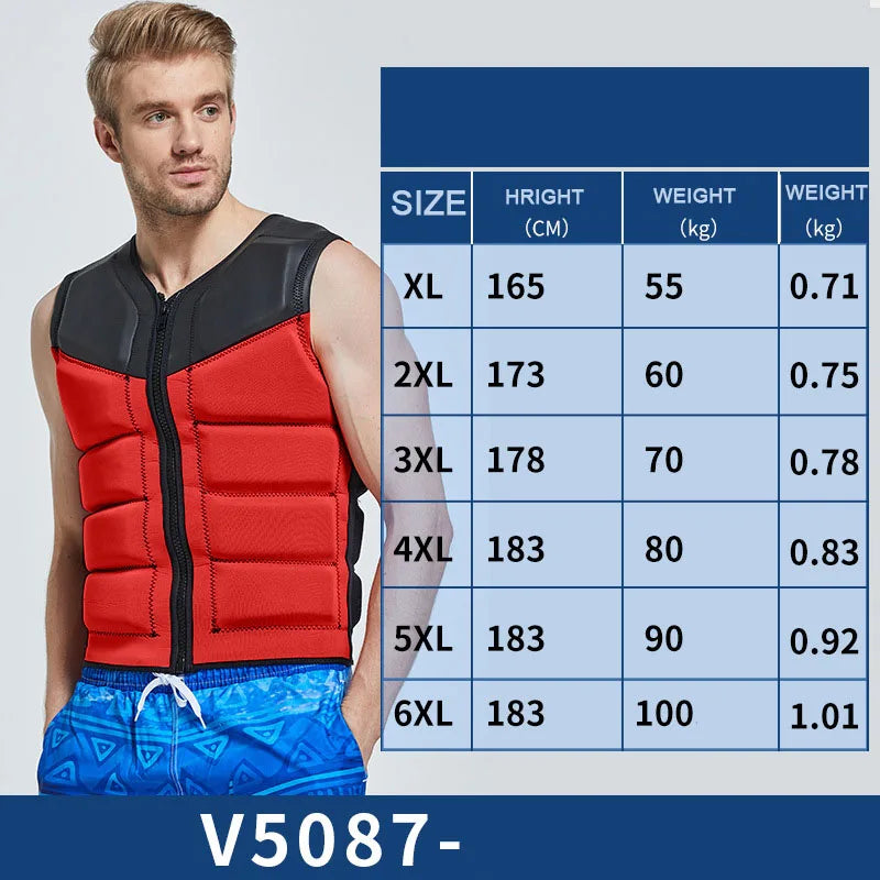 Oulylan Life Vest Surf Raft Kayak Fishing Jet Ski Water Life Jacket for Adult Super Buoyancy Sport Swimming Rescue Life Jacket