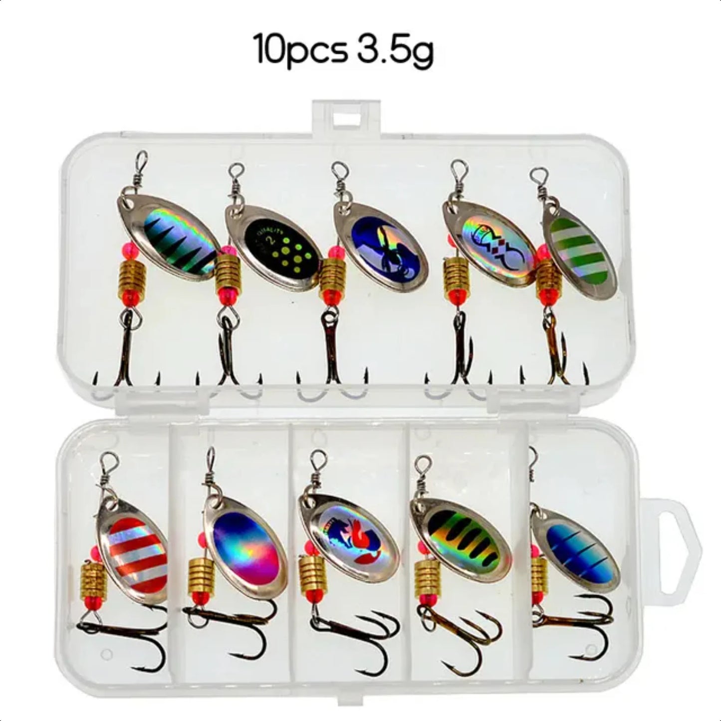High-Quality Metal Spoon Spinner Lure Set with Weights Ranging from 2 to 8g - 3.5g Weighted - Bulk Pack of 10pcs - Premium Spoon