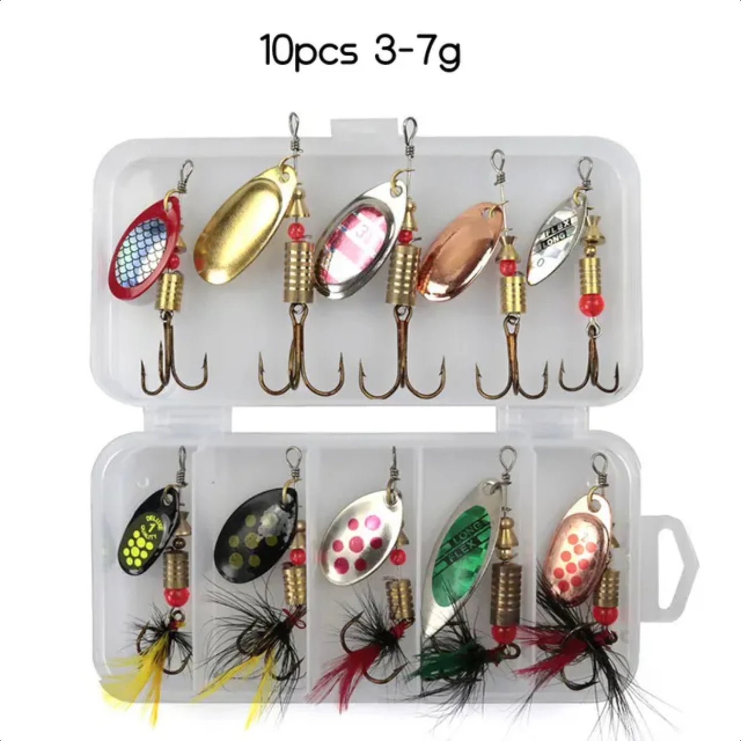High-Quality Metal Spoon Spinner Lure Set with Weights Ranging from 2 to 8g - 3.5g Weighted - Bulk Pack of 10pcs - Premium Spoon