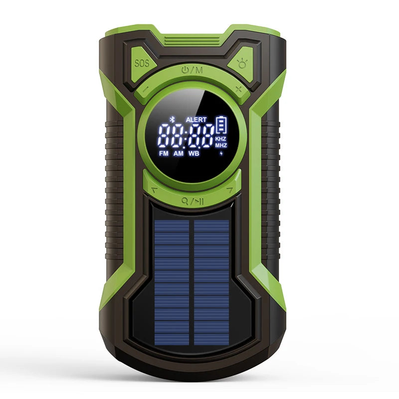 Solar AM/FM/NOAA Weather Radio Waterproof Hand Crank 5000mAh Bluetooth-Compatible5.3 Phone Charger SOS Alarm for Outdoor Camping