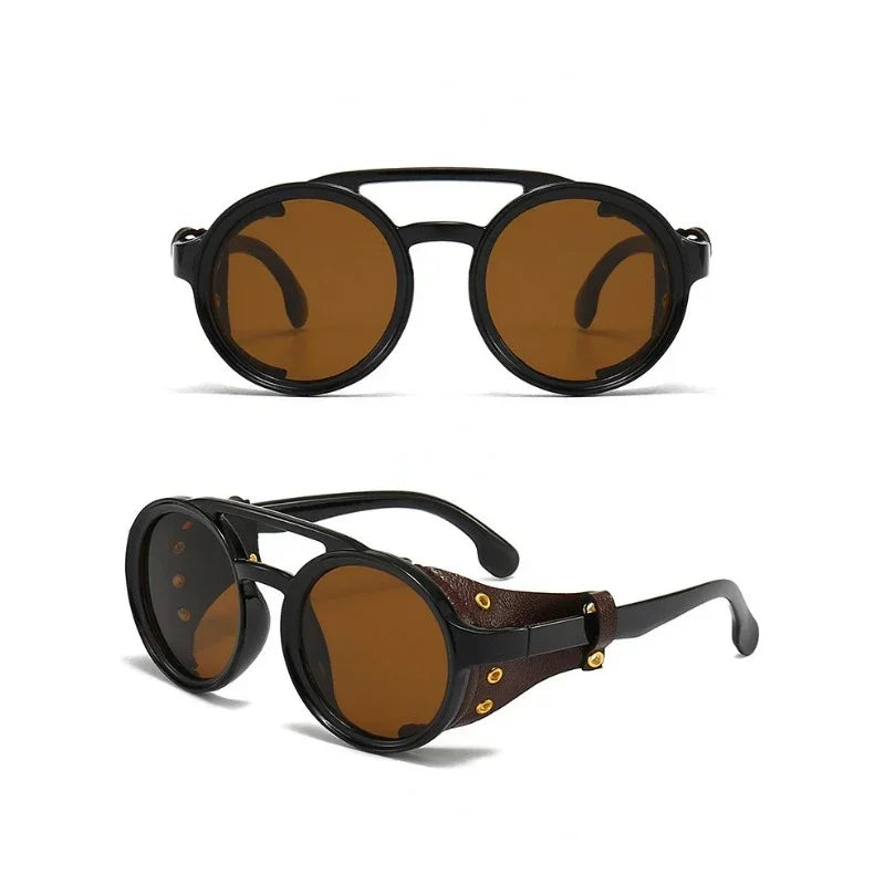 Vintage Retro Round Sunglasses for Mens Womens Cyber Punk Glasses Gothic Steampunk Sunglasses UV400 Glasses Oculos de sol Pesca