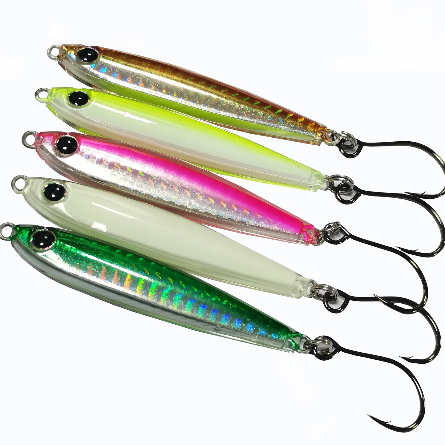 5pcs Epoxy Resin Jigs Epoxy Fishing Jig Lure Mixed Colors with Strengthen Single Hook Great for Striped Bass Tuna and Game Fish