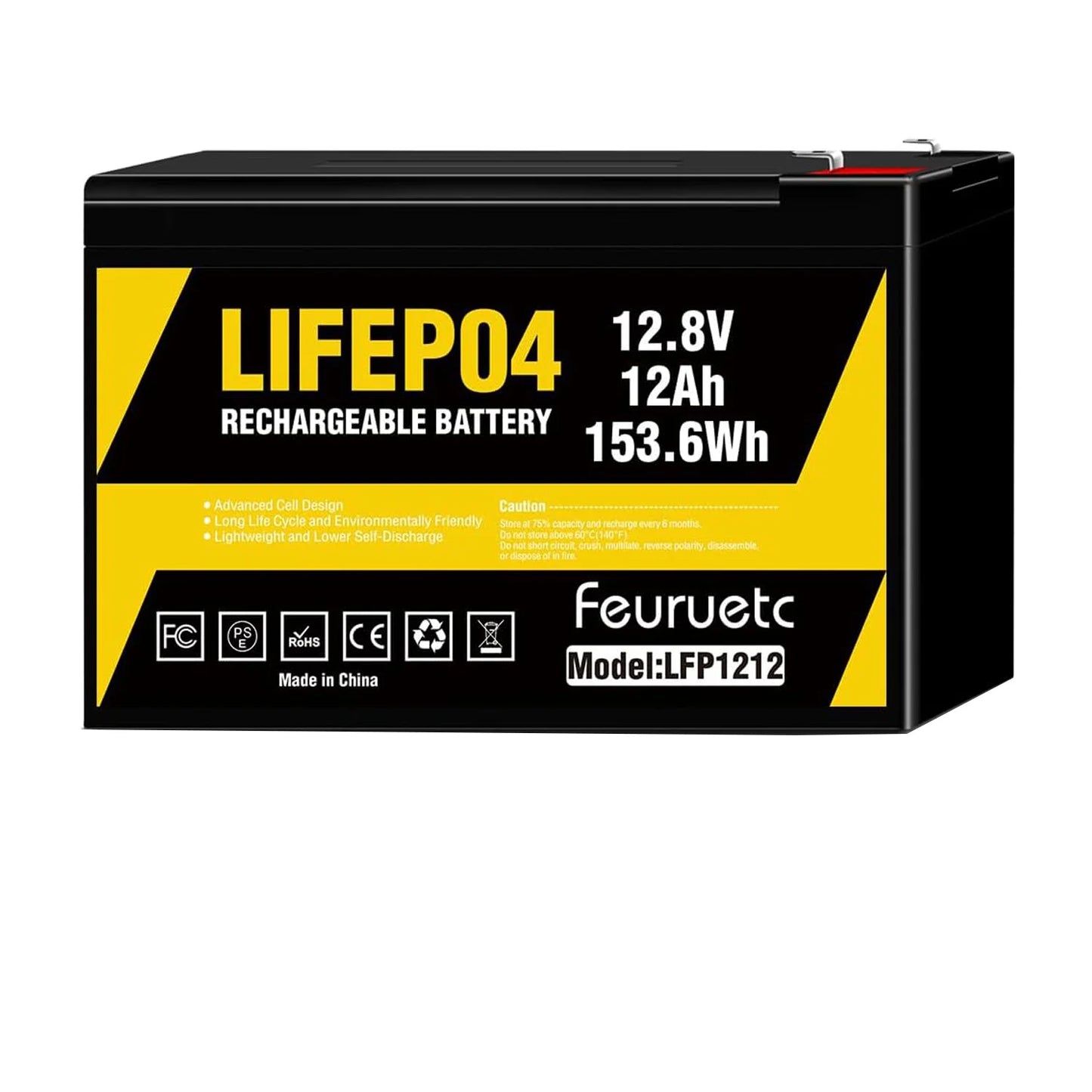 1-2PCS 12V 12Ah LiFePO4 Lithium Iron Battery,2000+ Deep Cycle Rechargeable Battery, Built-in BMS for Fish Finder, Scooter
