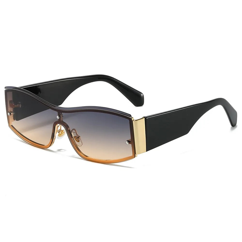 Vintage One Piece Lens Gradient Leopard Sunglasses Trending Punk Square Eyewear Men Women Classic Polygon Sunglasses UV400 Gafas