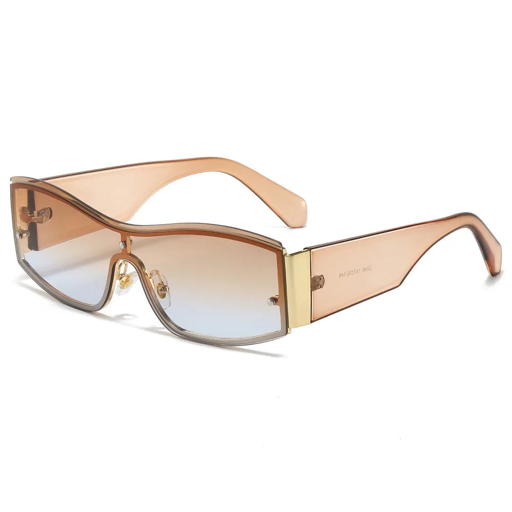 Vintage One Piece Lens Gradient Leopard Sunglasses Trending Punk Square Eyewear Men Women Classic Polygon Sunglasses UV400 Gafas