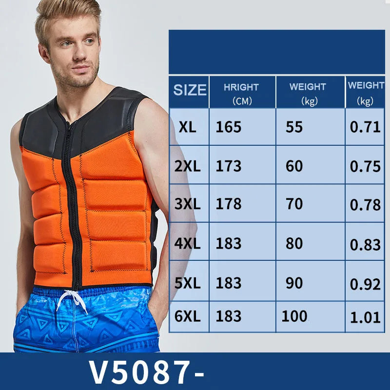 Oulylan Life Vest Surf Raft Kayak Fishing Jet Ski Water Life Jacket for Adult Super Buoyancy Sport Swimming Rescue Life Jacket