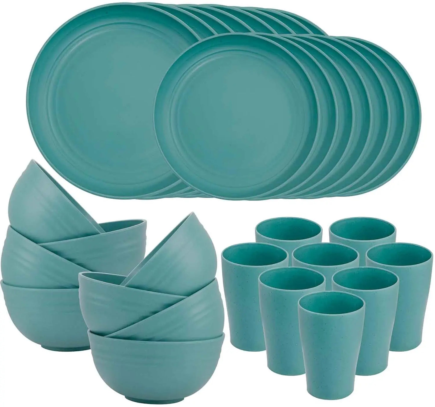 Wheat Straw Dinnerware Sets, Dinnerware Sets for 8, Plates and Bowls Sets, Reusable Dinnerware Set, Microwave