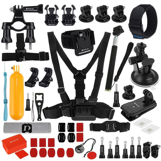PULUZ 53 in 1 Accessories Total Ultimate Combo Kits for GoPro / Insta360 / DJI and Other Action Cameras Accessories Kit Set