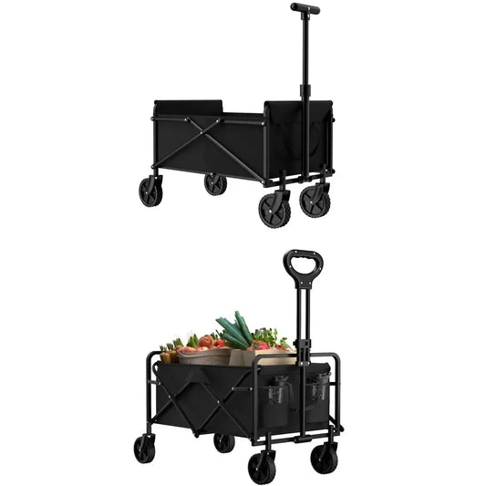 Outdoor Camping Handcart with Foldable Wheels: Portable Cargo Transport for Hiking, Camping, and Adventures – One-Hand Operation