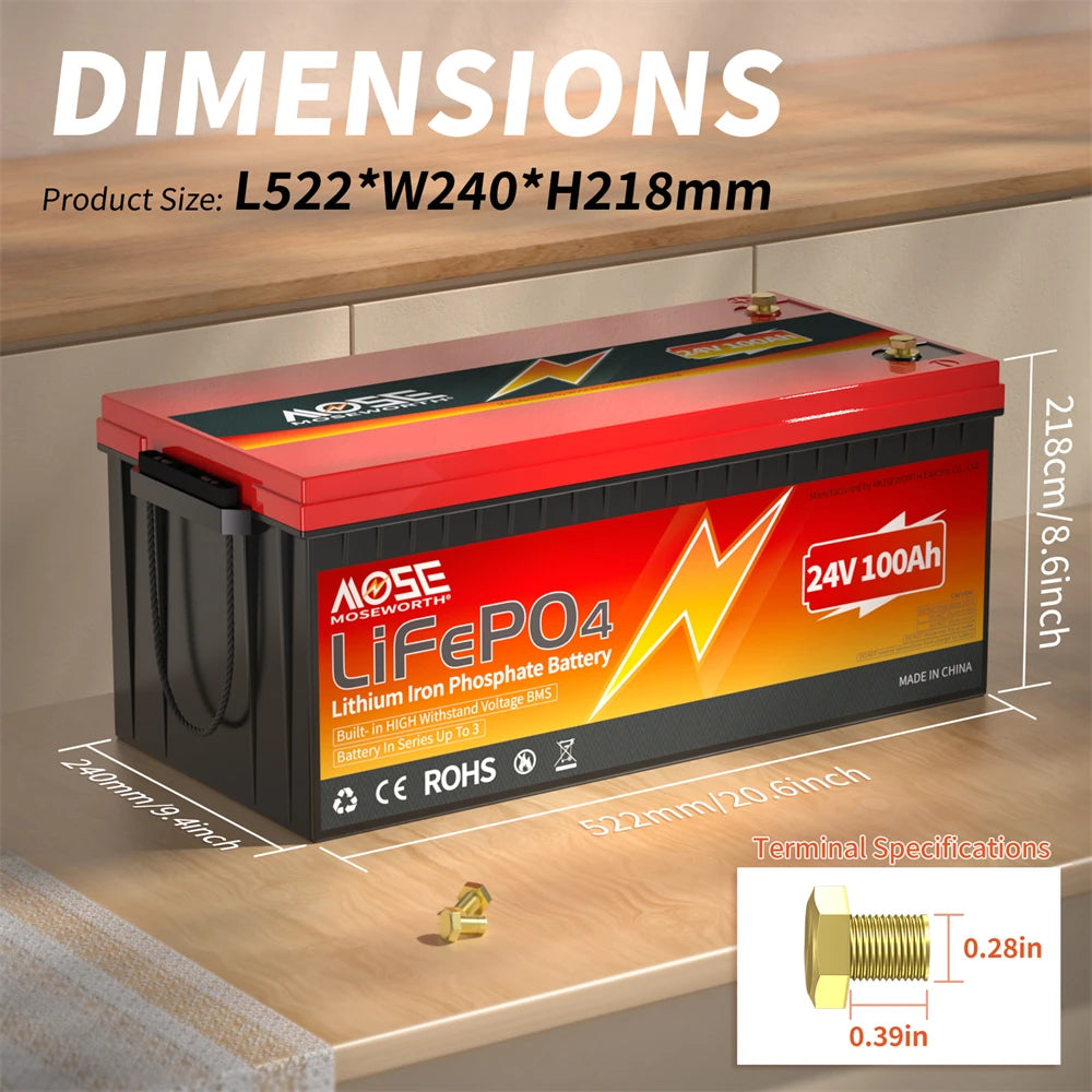 LiFePO4 Lithium Battery 12V 50Ah 100Ah 200Ah 300Ah Iron Phosphate Rechargeable Batteries Pack Built in BMS for Camping Solar RV