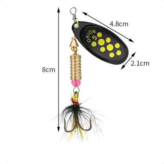 Artificial Swimbait Bait Spinner Feather Treble  Fishing Lure Wobbler Trout Spoon Jig Fly Rotating Sequin Road Hook