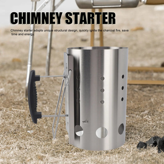 Chimney Starter Stainless Steel Portable Efficient Charcoal Starter Barrel for Barbecue Camping Picnic