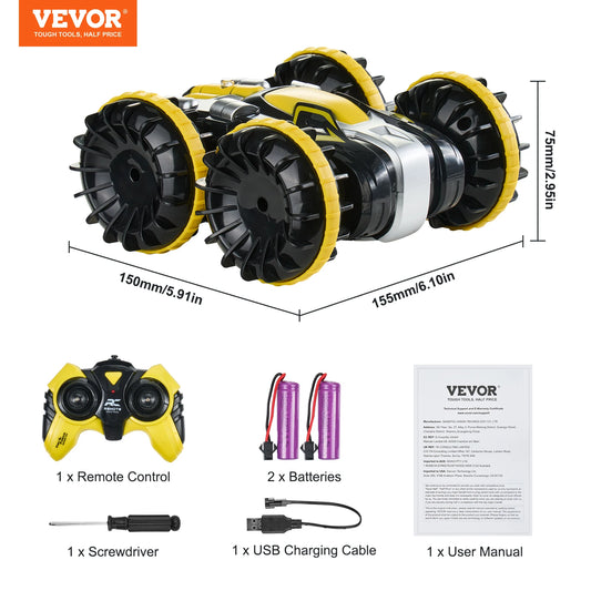 VEVOR Amphibious RC Car Boat 2.4GHz 12 km/h High-Speed Remote Control Water Racing Boat for Children Kids Birthday Model Toys