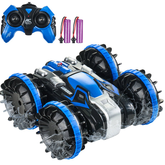 SucceBuy Amphibious RC Car Boat 2.4GHz 12 km/h Electric Remote Control 360° Rotating Stunt Car Water Beach Pool Toys Boys Gifts