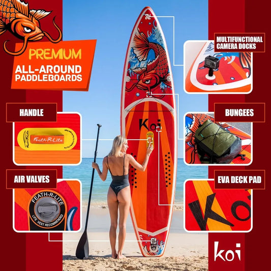 High Quality Inflatable Paddle Board Stand Up Paddleboards for Adults SUP with Premium Accessories Pump, Adjustable Paddle