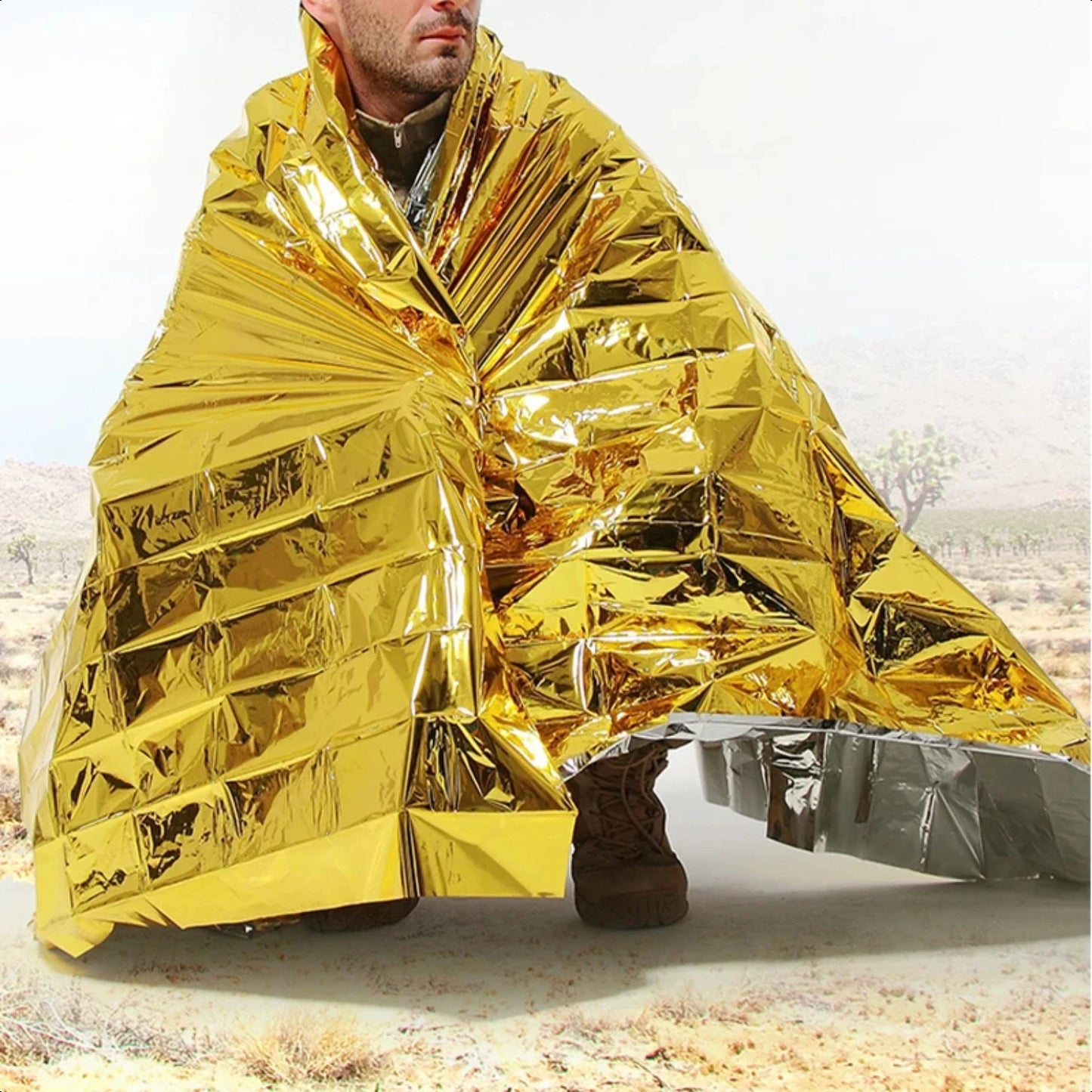 Must-Have Essential Windproof, Waterproof, Thermal, and Warm Emergency Blanket for Outdoor Camping, Hiking, and Military Rescue