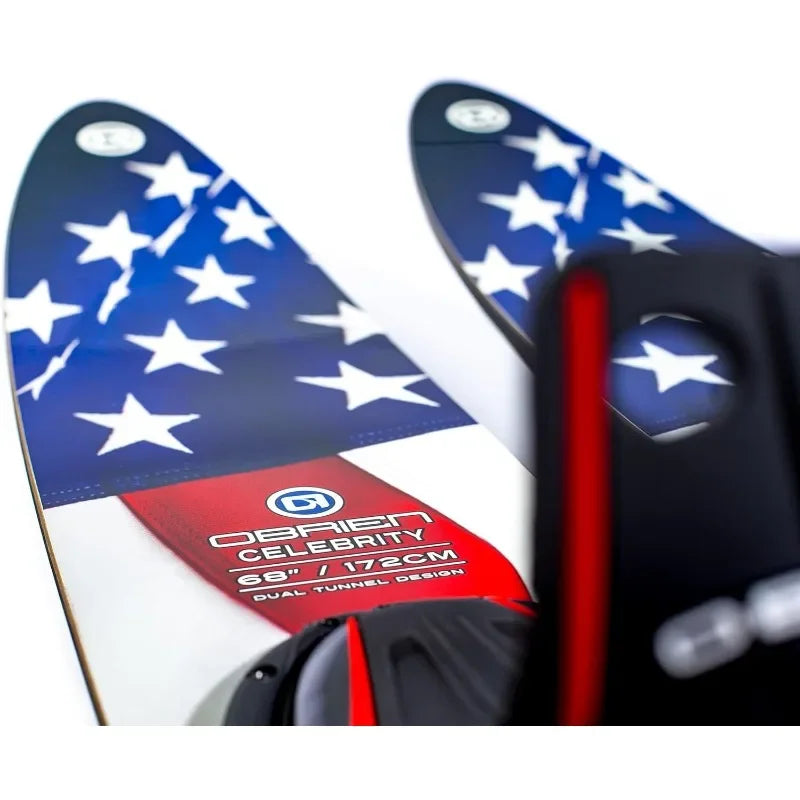 O'Brien Celebrity 68" Combo Waterskis Versatile Water Skis for All Levels with Adjustable X-7 Bindings & Durable Construction