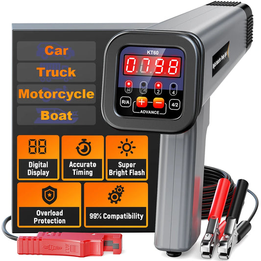 KZYEE KT60 Engine Timing Light with Tachometer Timing Light Automotive 12V for 2&4 Stroke Petrol Engine for Old Classical Cars
